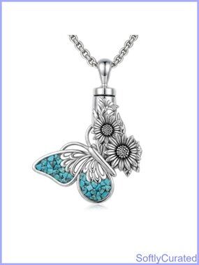 Butterfly Urn Necklace for Ashes 18k White Gold Plated Cremation Jewelry